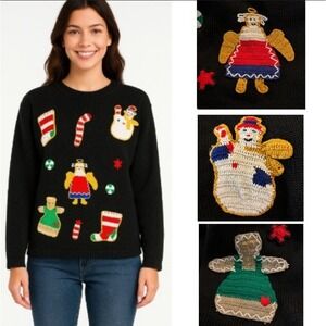 Vintage Silvercord Christmas Sweater SMALL Holiday Novelty Ugly Sweater